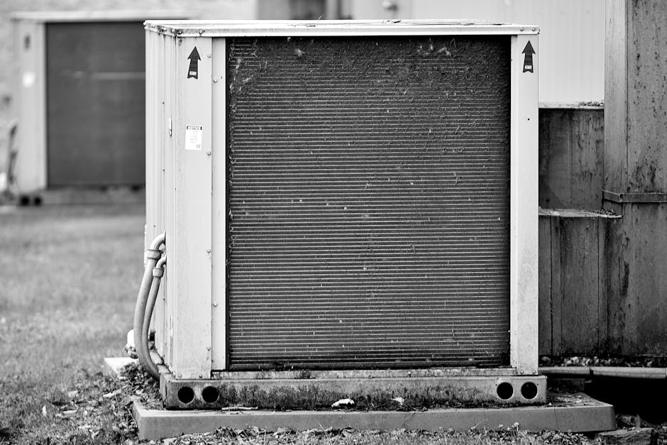Modern air conditioner unit outside a residential home